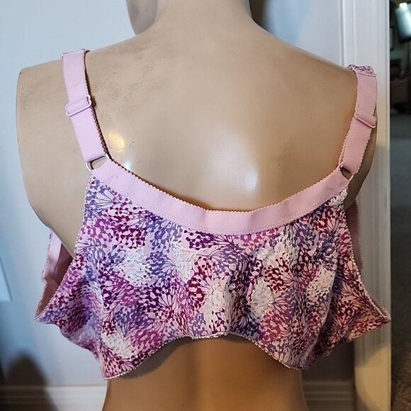 Comfort Choice Bra 54B Pink Floral Wireless Unlined Front Closure - Picture 2 of 3